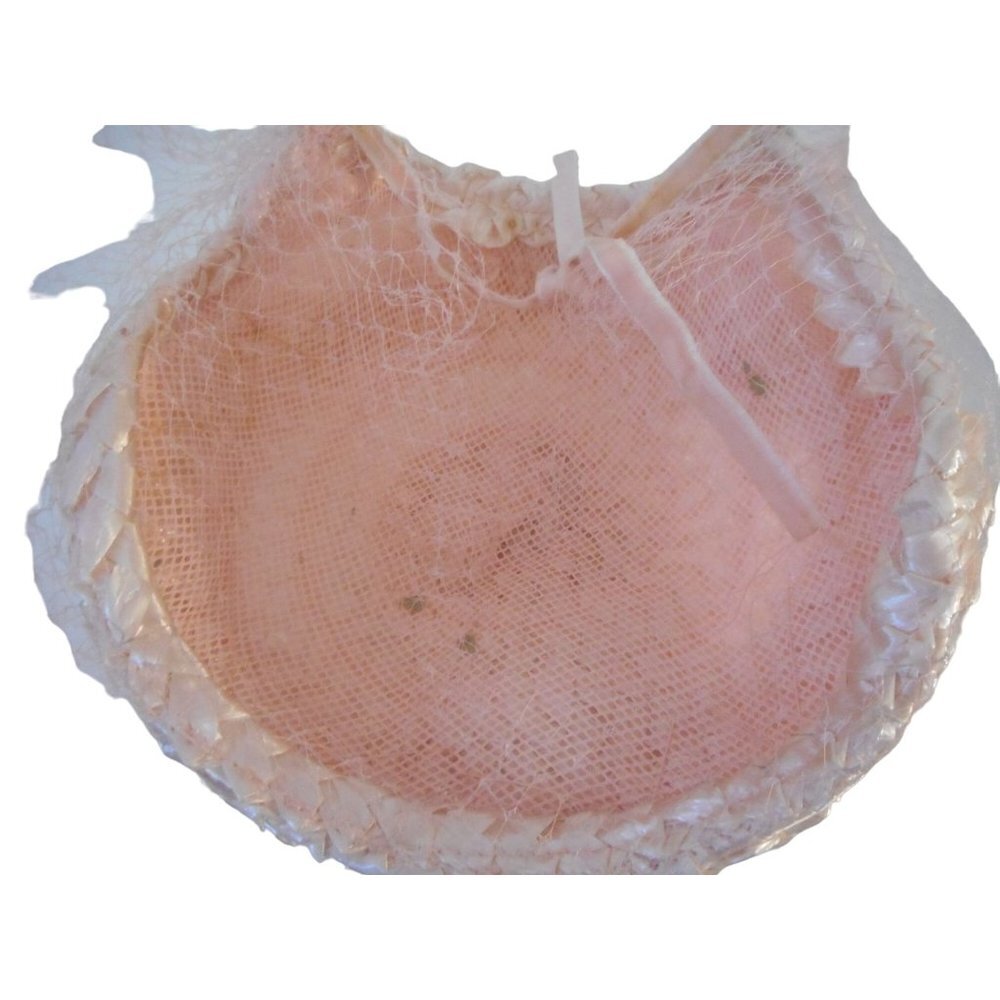 Vintage Womens Pink Juliet  hat w/ netting and bows woven design 1950s - Picture 7 of 7